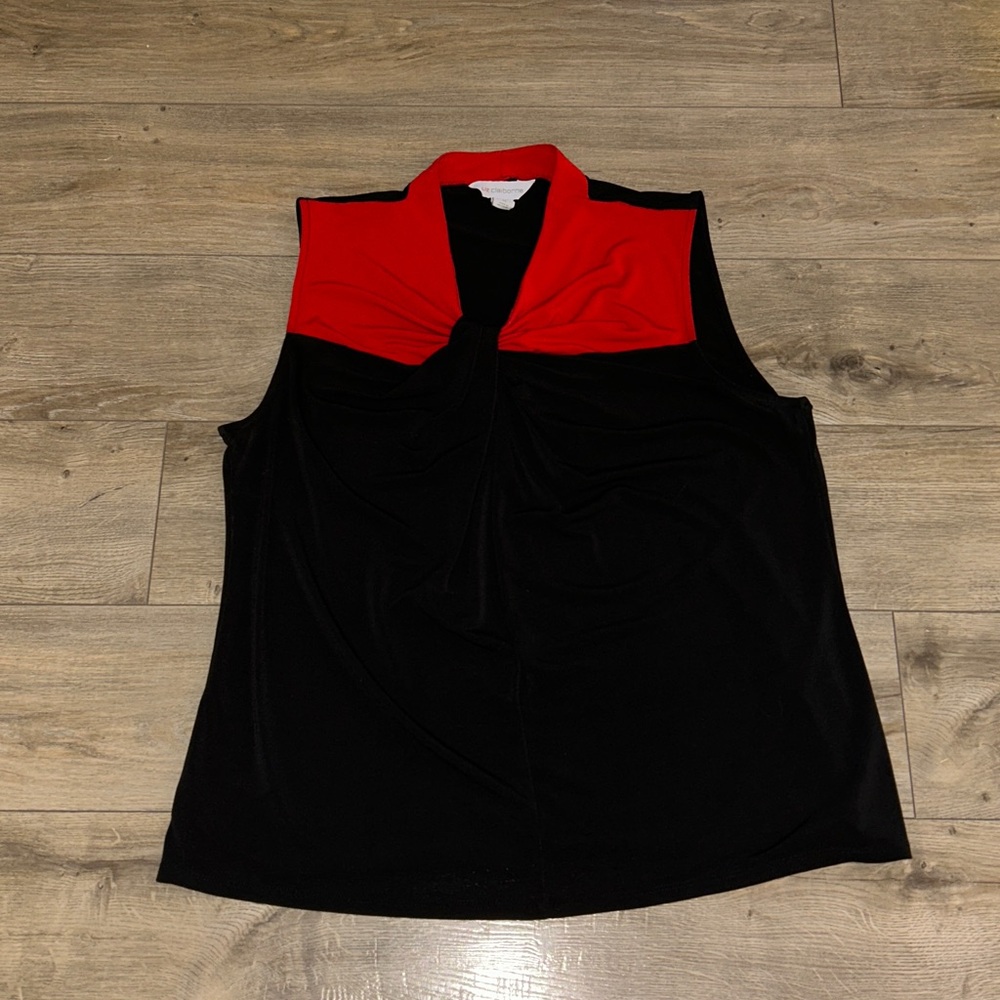 Liz Claiborne Red and Black Knot Blouse - Picture 2 of 7